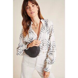 Porridge x Anthropologie Sz. M Ines Textured Field-Style Blouse
